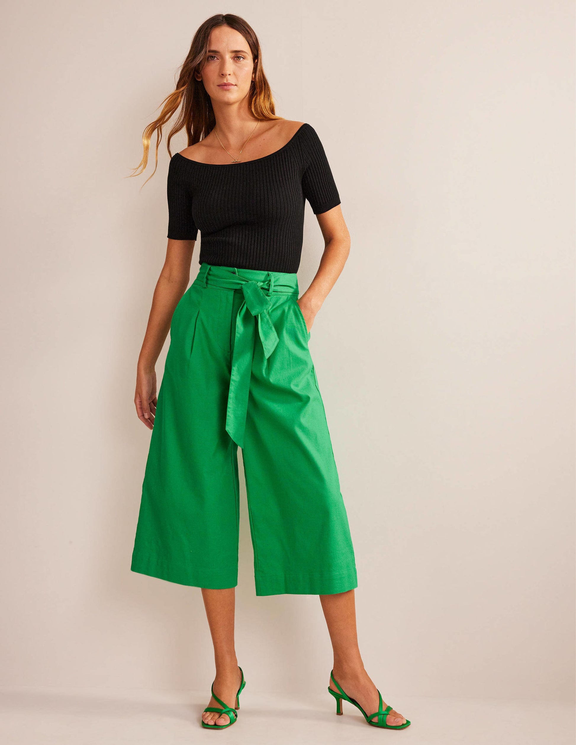 Cropped Wide-Leg Trousers-Rich Emerald-1