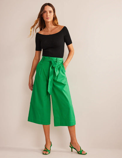 Cropped Wide-Leg Trousers-Rich Emerald-1