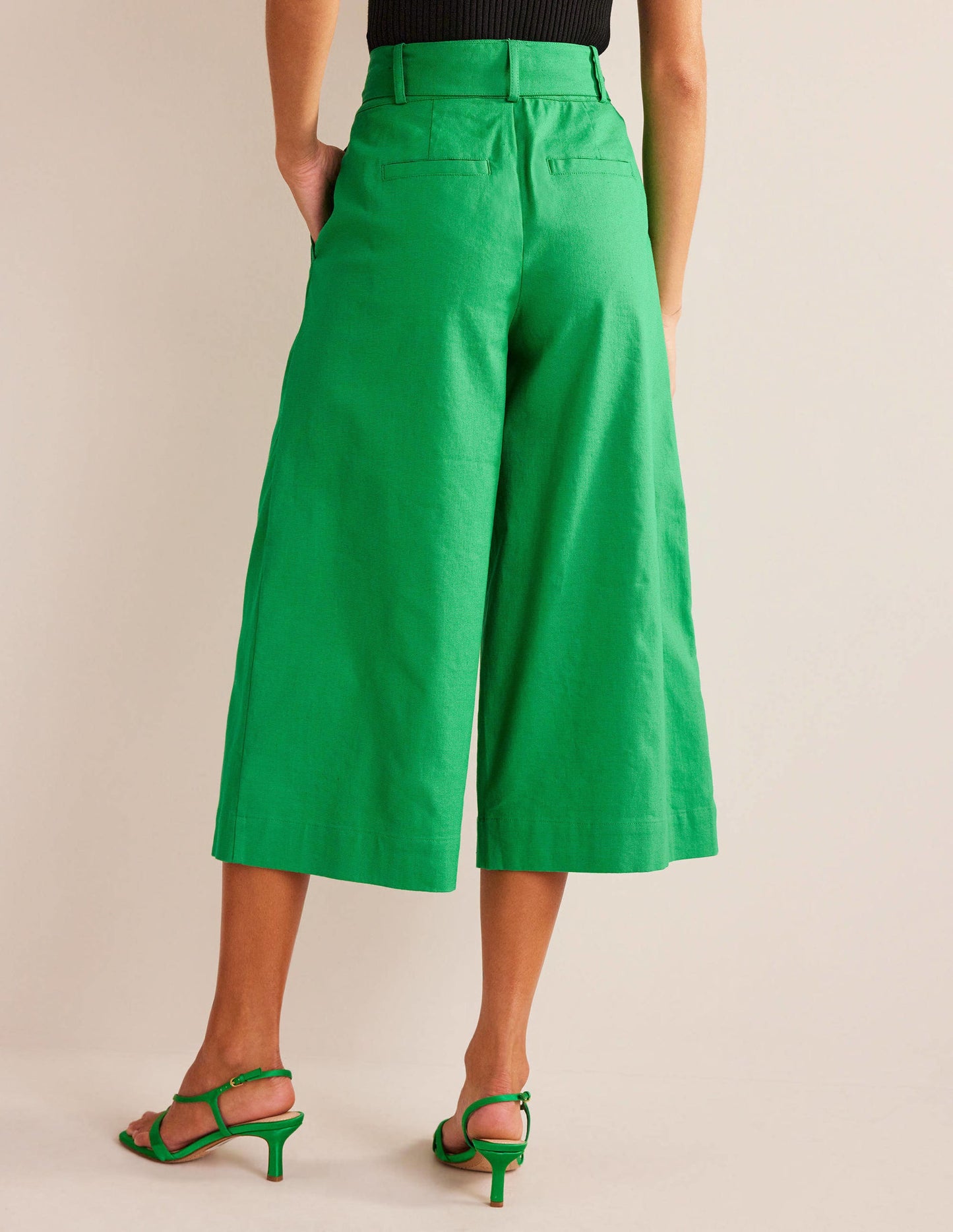 Cropped Wide-Leg Trousers-Rich Emerald