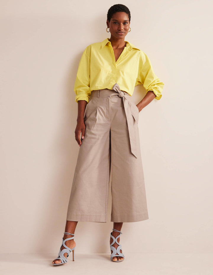 Cropped Wide-Leg Trousers-Rope