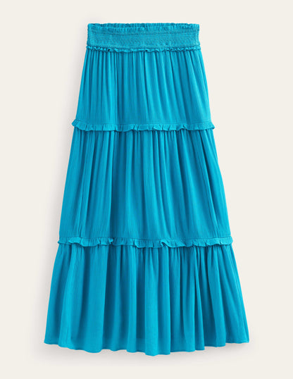 Smocked-Waist Holiday Skirt-Ultramarine
