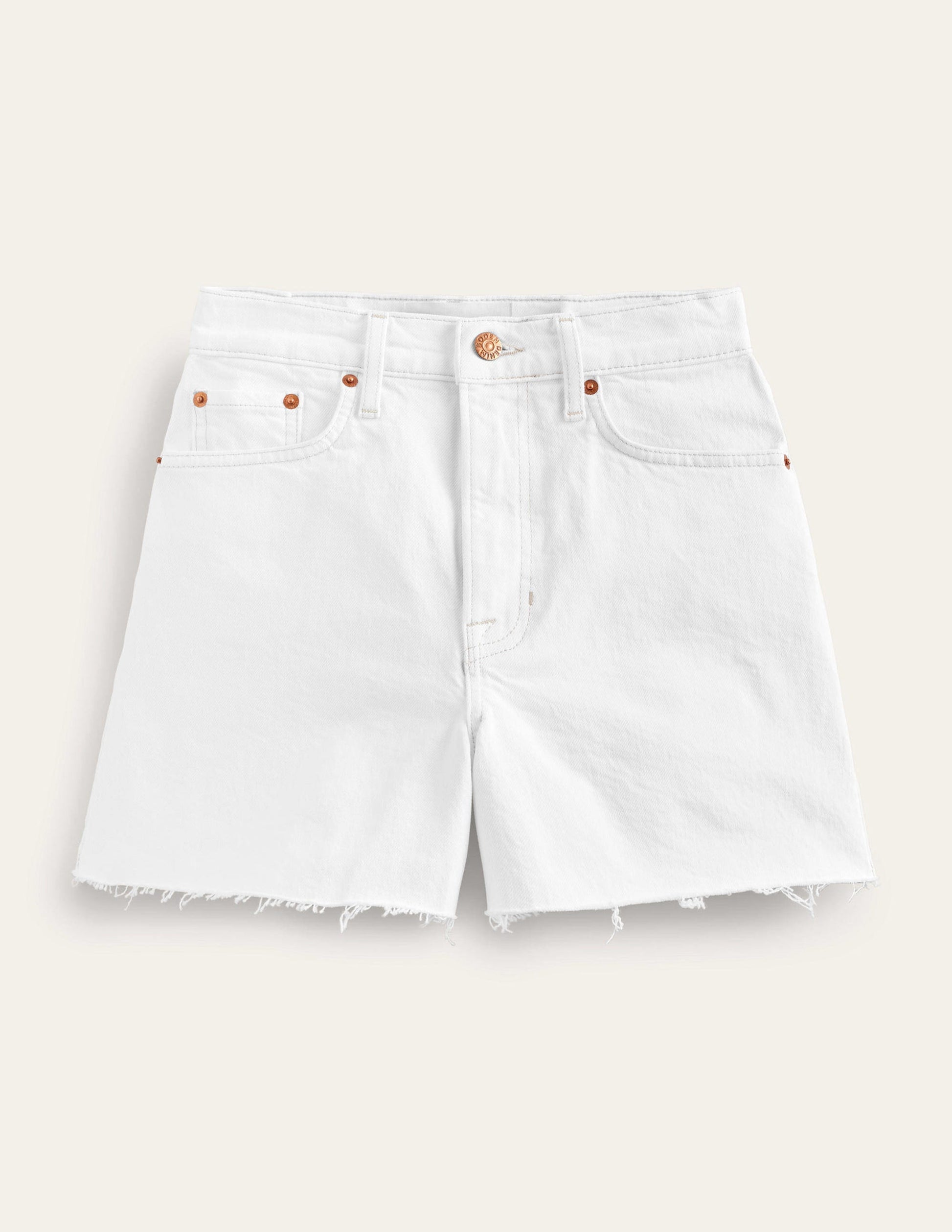 A-Line Denim Shorts-White-6