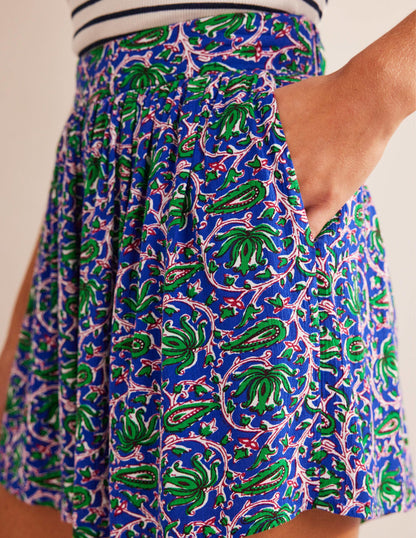 Crinkle Shorts-Blue Wave, Botanic Vine-2
