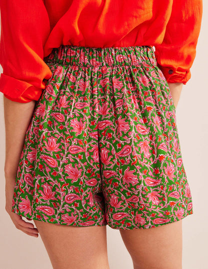 Crinkle Shorts-Lime, Botanic Vine-3