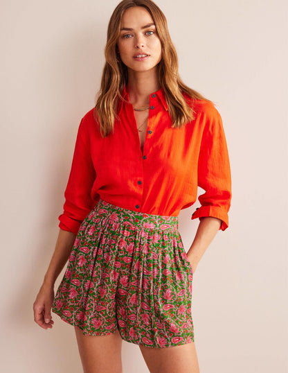 Crinkle Shorts-Lime, Botanic Vine-4