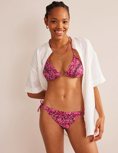 Bead Embellished Bikini Bottom-Raspberry Pink, Botanic Vine-1