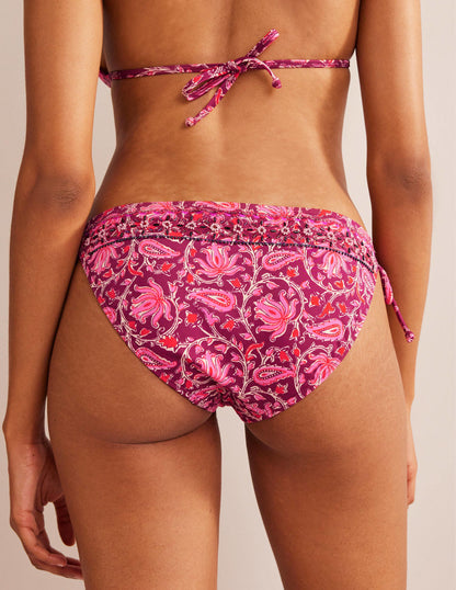 Bead Embellished Bikini Bottom-Raspberry Pink, Botanic Vine-3