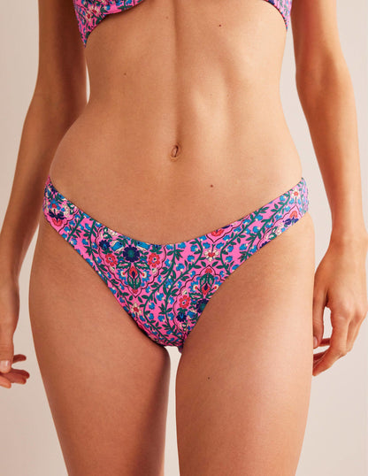 Curved-Top Bikini Bottoms-Festival Pink, Vine Terrace-4