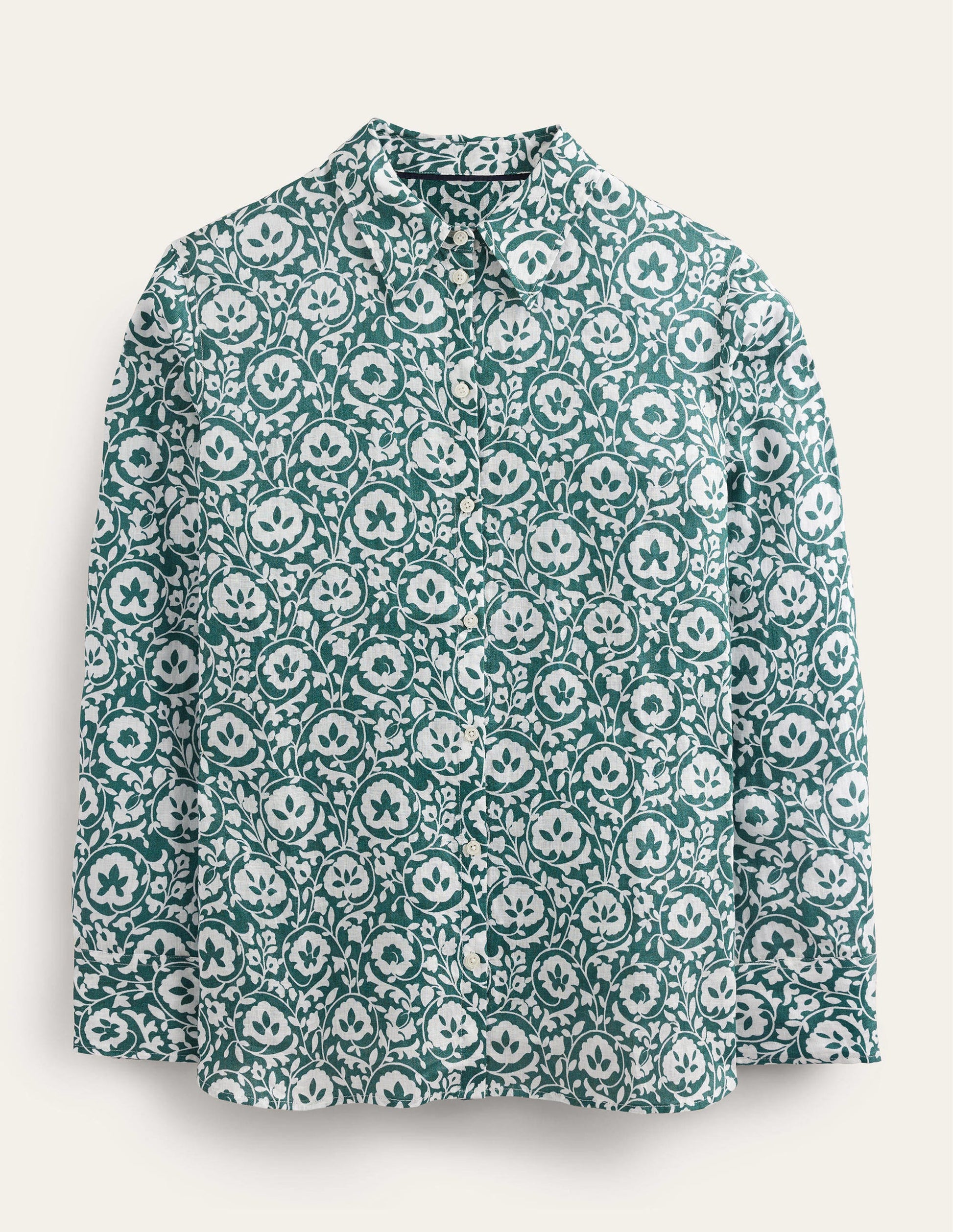 New Linen Shirt-Green, Enchanting Bloom-5