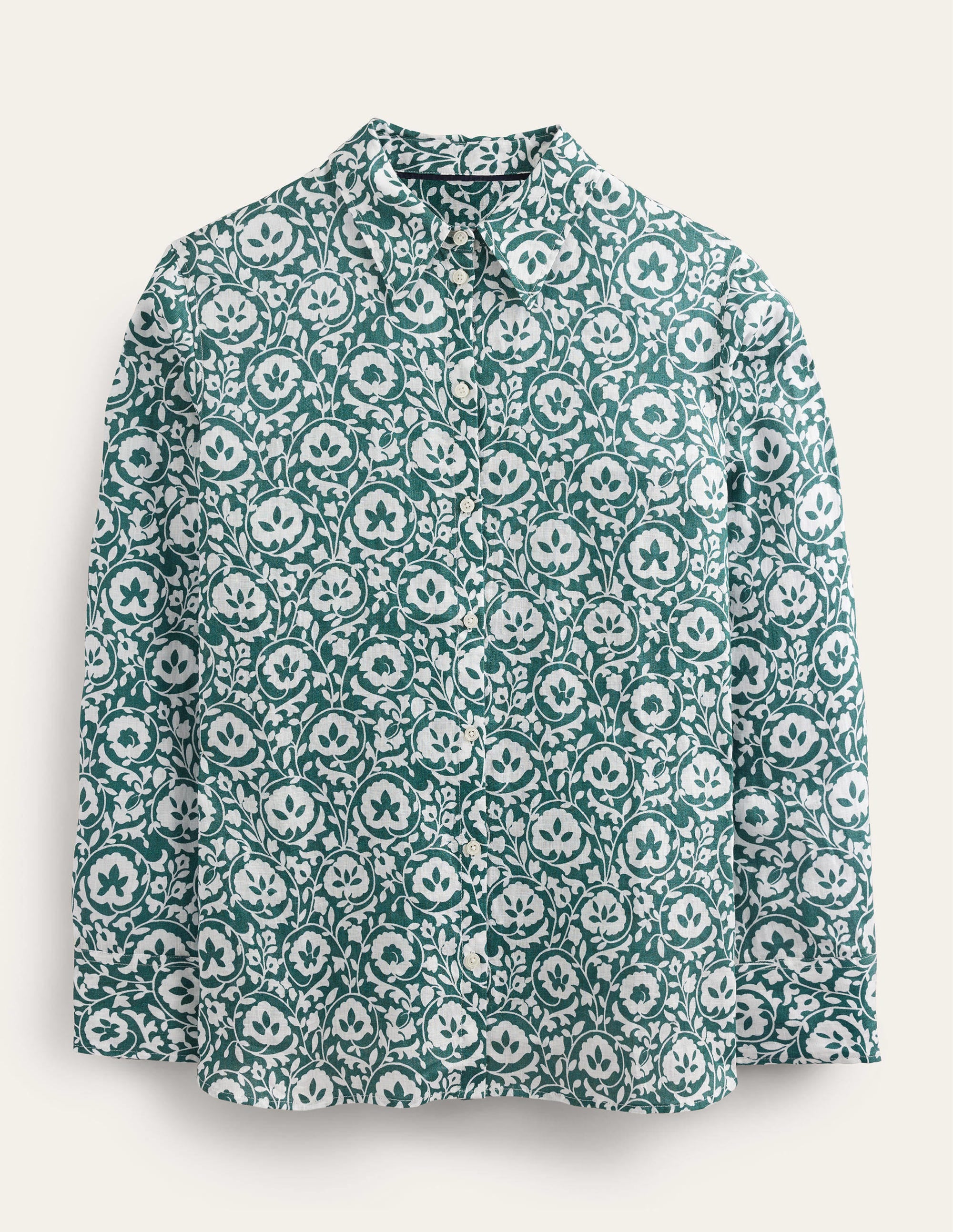New Linen Shirt-Green, Enchanting Bloom - Image 5