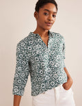 New Linen Shirt-Green, Enchanting Bloom