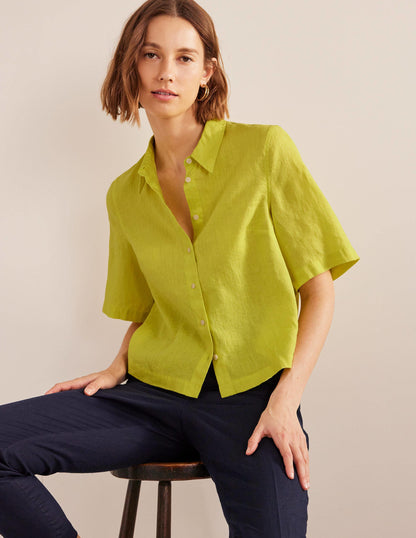 Short Sleeve Linen Shirt-Citrus-1