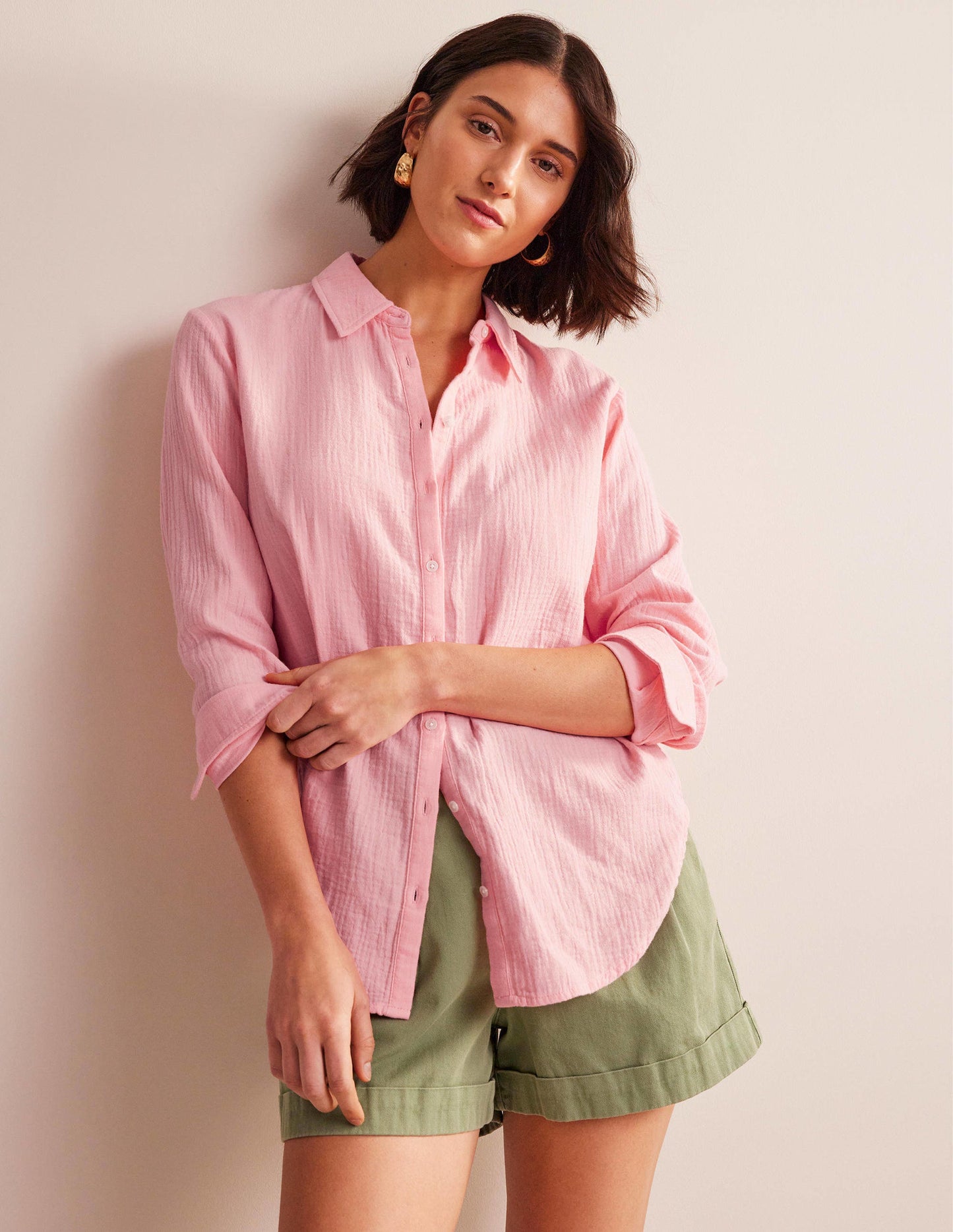 Cotton Texture Shirt-Dahlia Pink