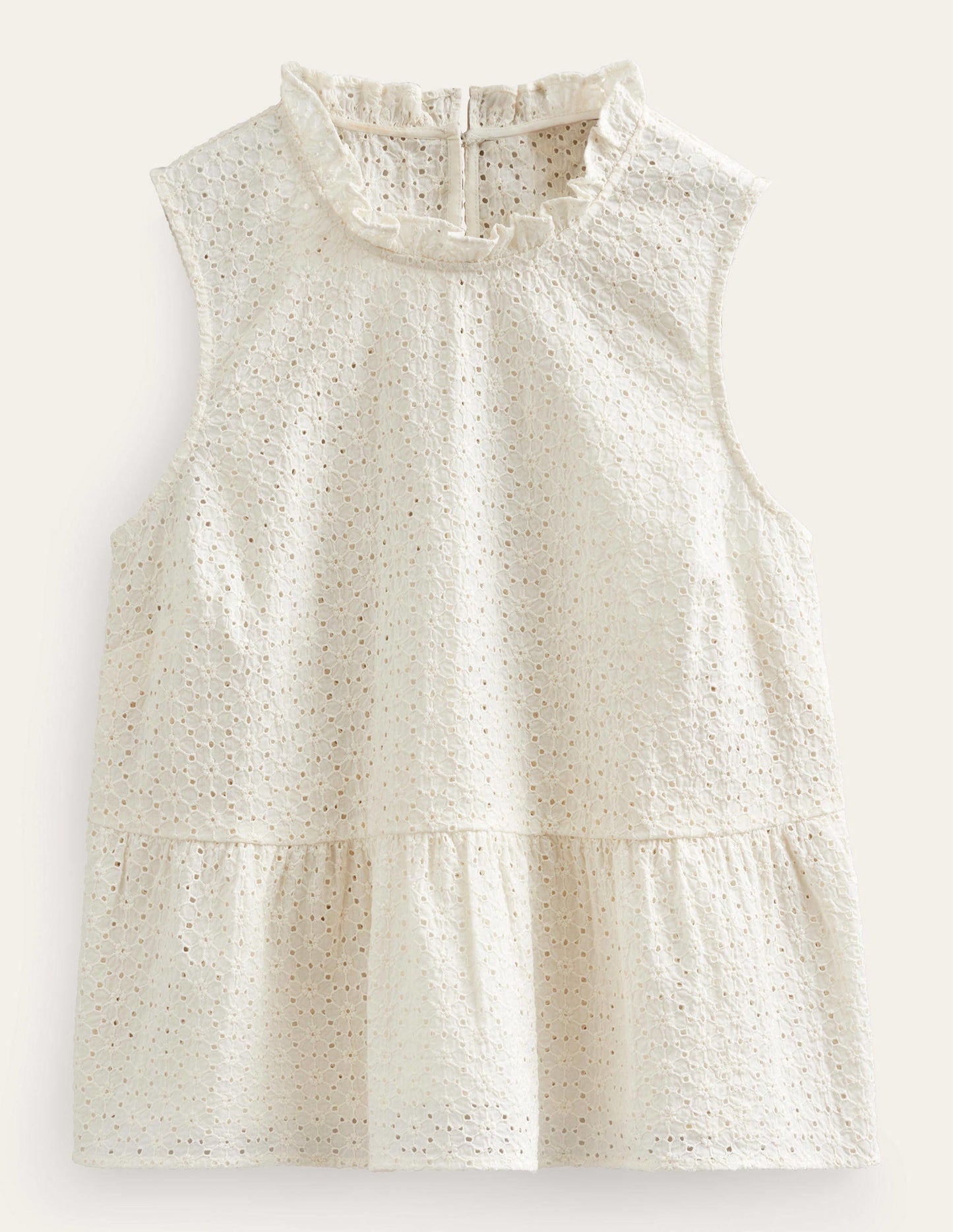 Broderie Peplum Top-Ivory
