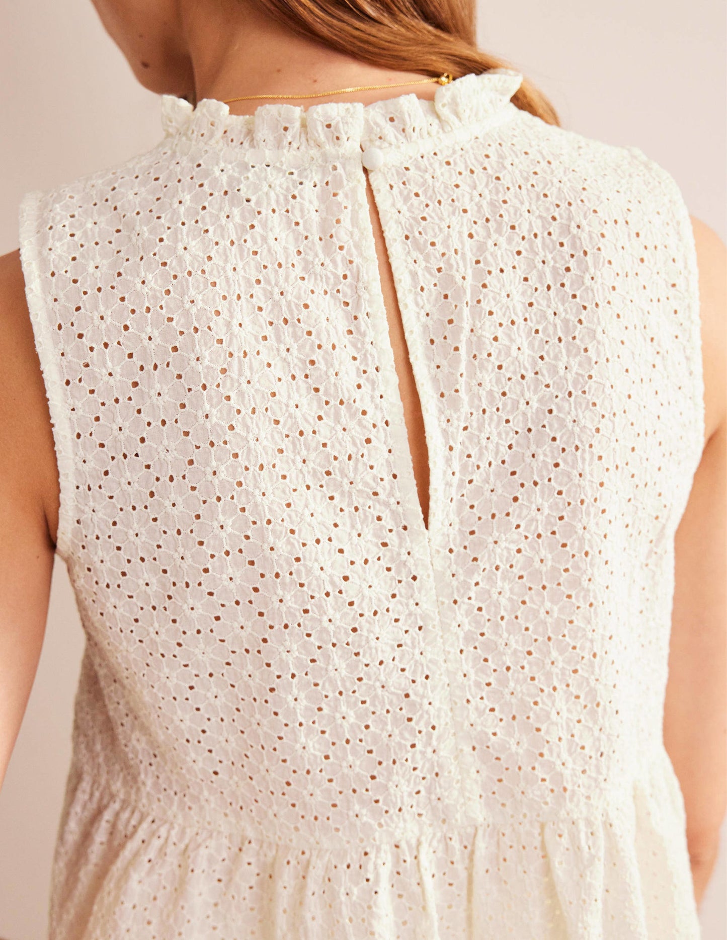 Broderie Peplum Top-Ivory