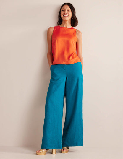 Silk Blend Shell Top-Vermillion Red-4