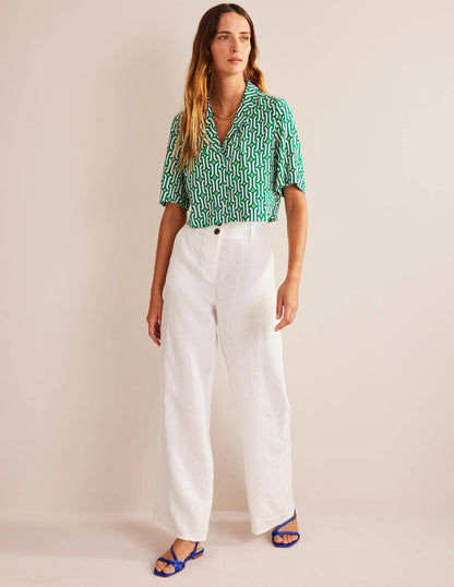 Cropped Revere Shirt-Green, Azure Geo-4