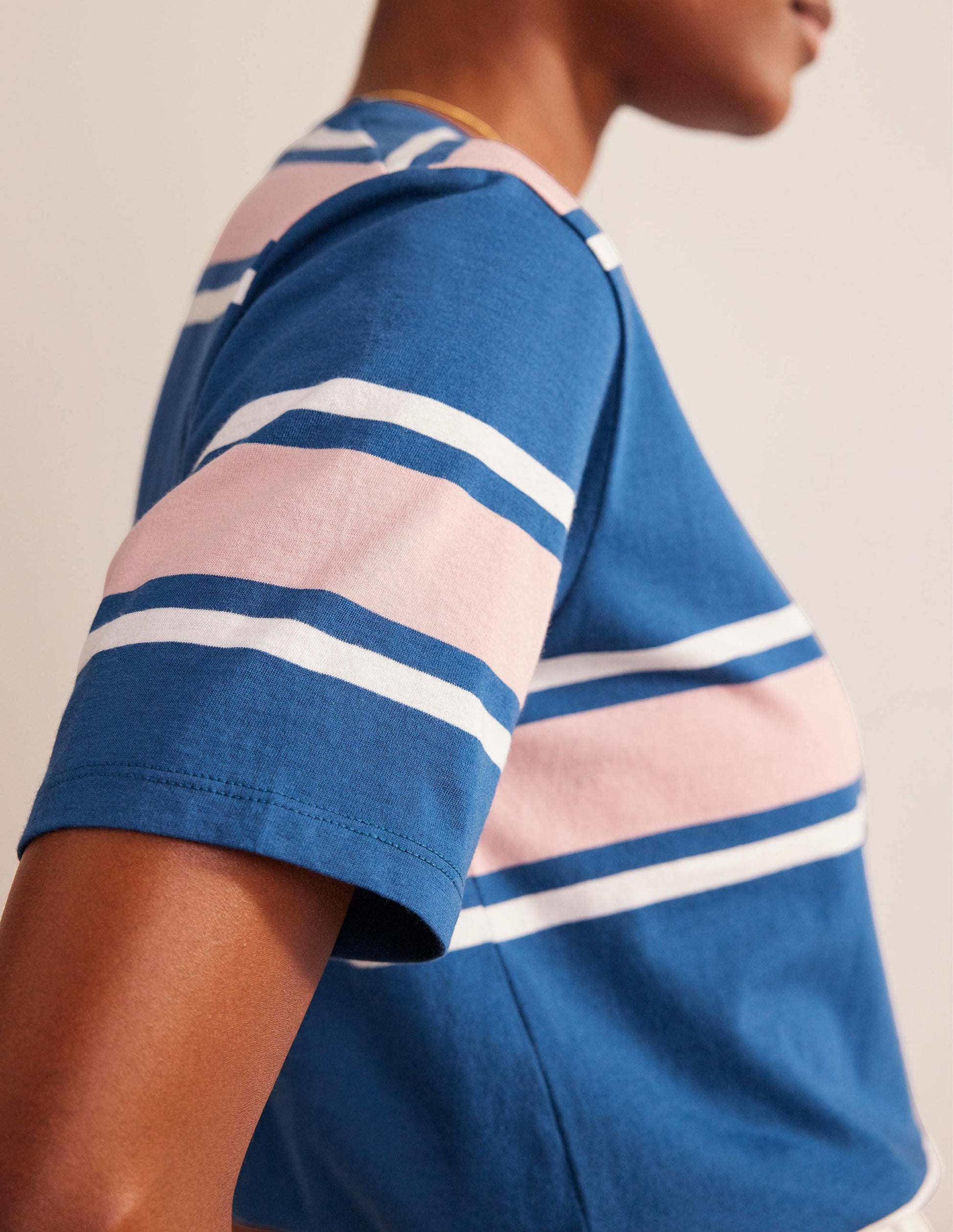 Boxy Stripe T-Shirt-Sapphire/Soft Pink Stripe-2