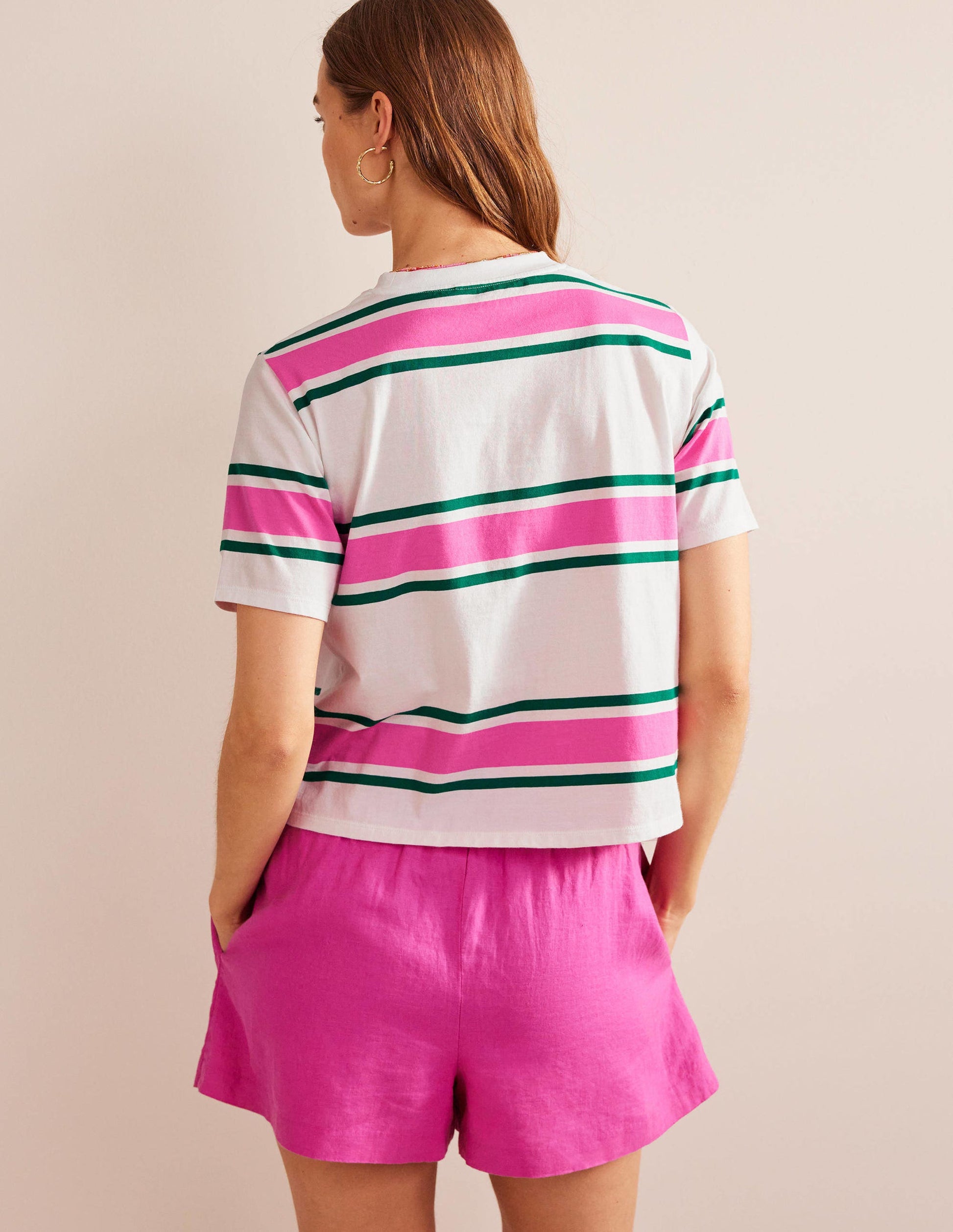 Boxy Stripe T-Shirt-Festival Pink/Bright Emerald-3