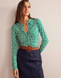 Printed Jersey Shirt-Bright Emerald Asure Geo