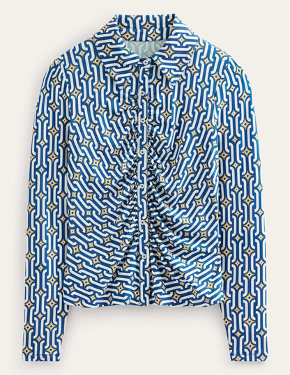Printed Jersey Shirt-Sapphire Azure Geo-7