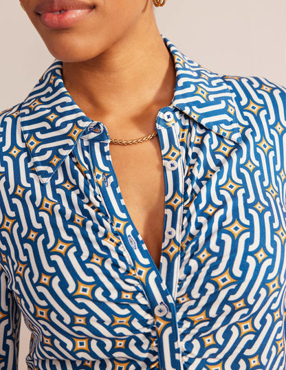 Printed Jersey Shirt-Sapphire Azure Geo-2
