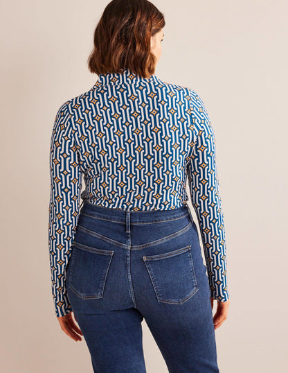 Printed Jersey Shirt-Sapphire Azure Geo-6