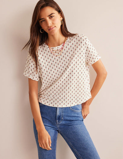 Printed Linen T-shirt-Ivory, Tulip Blush-1