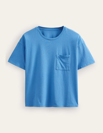 Oversized Washed T-Shirt-Schoolhouse Blue