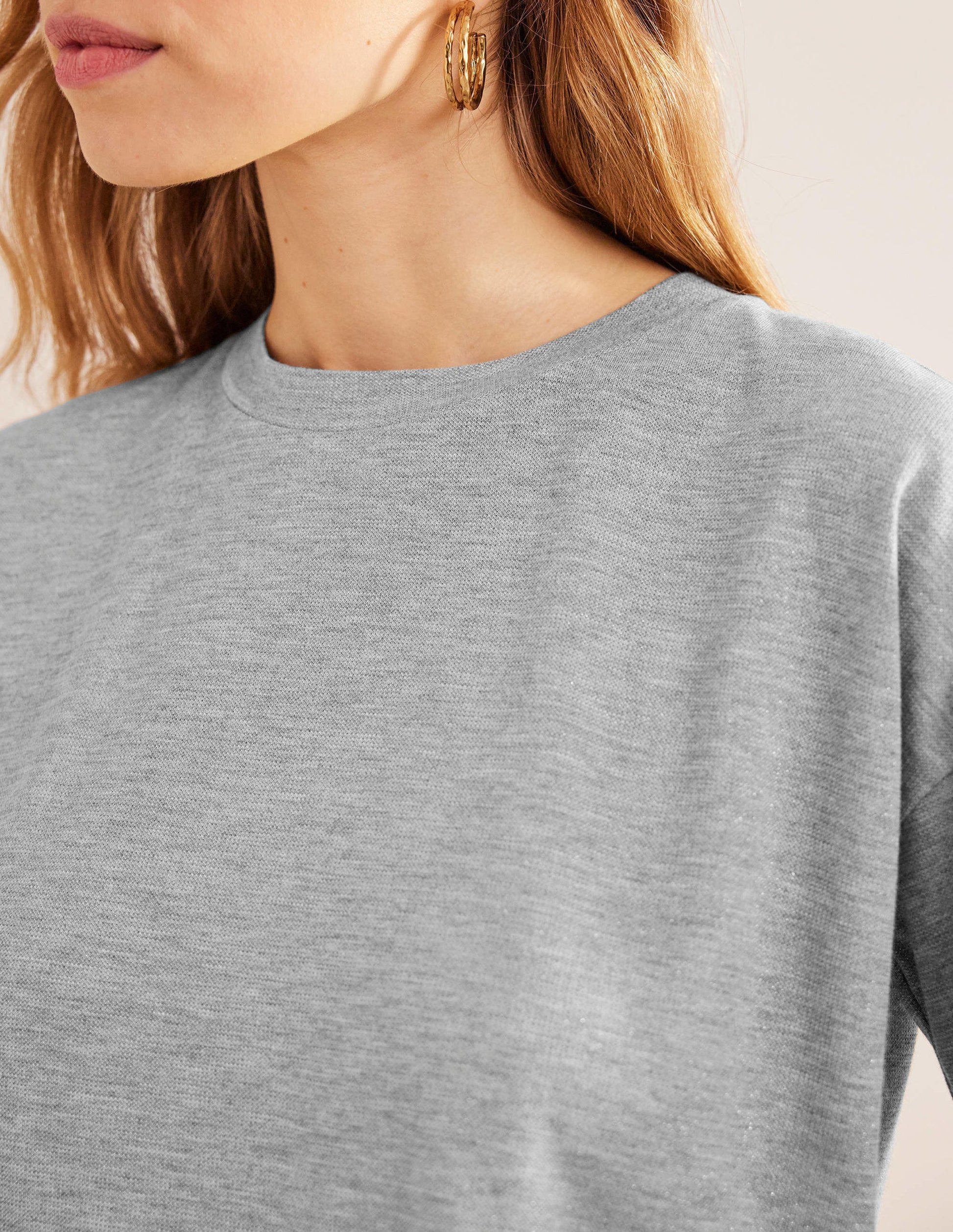 Boxy Sparkle Top-Grey Marl/Gold-2