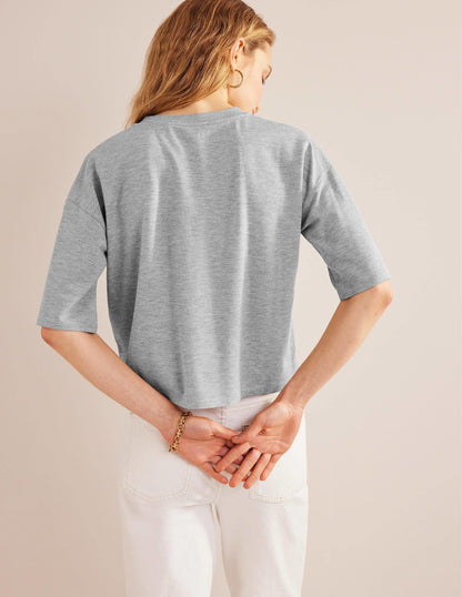 Boxy Sparkle Top-Grey Marl/Gold-3