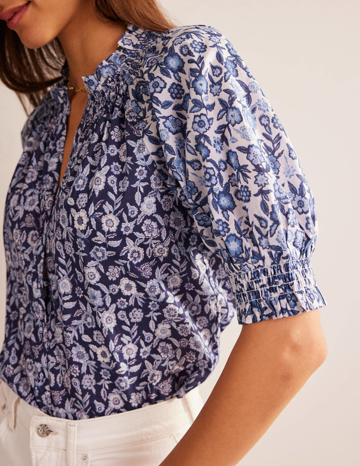 Isla Remix Top-Porcelain Blue, Pansy Bloom - Image 2
