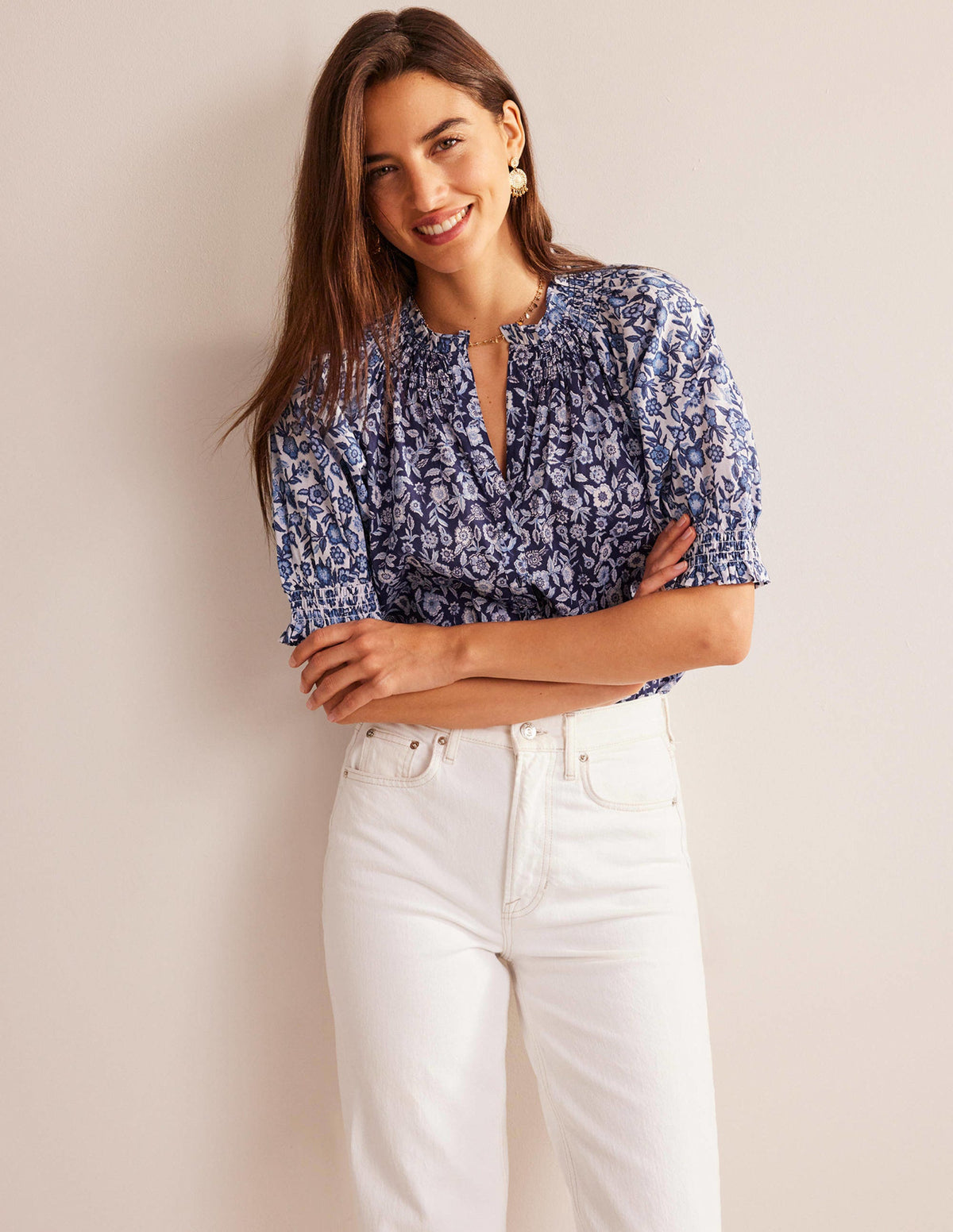 Isla Remix Top-Porcelain Blue, Pansy Bloom - Image 4