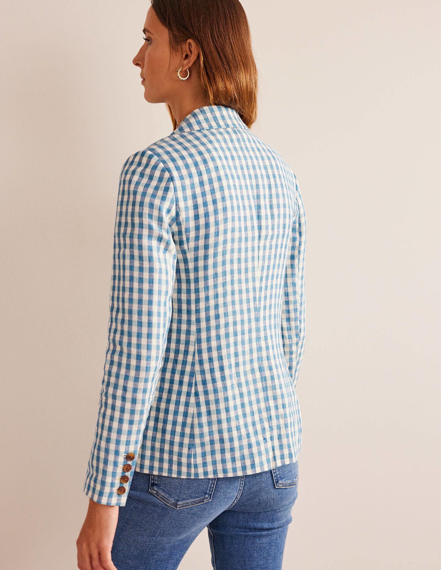 The Cambridge Linen Blazer-Blue and White Gingham