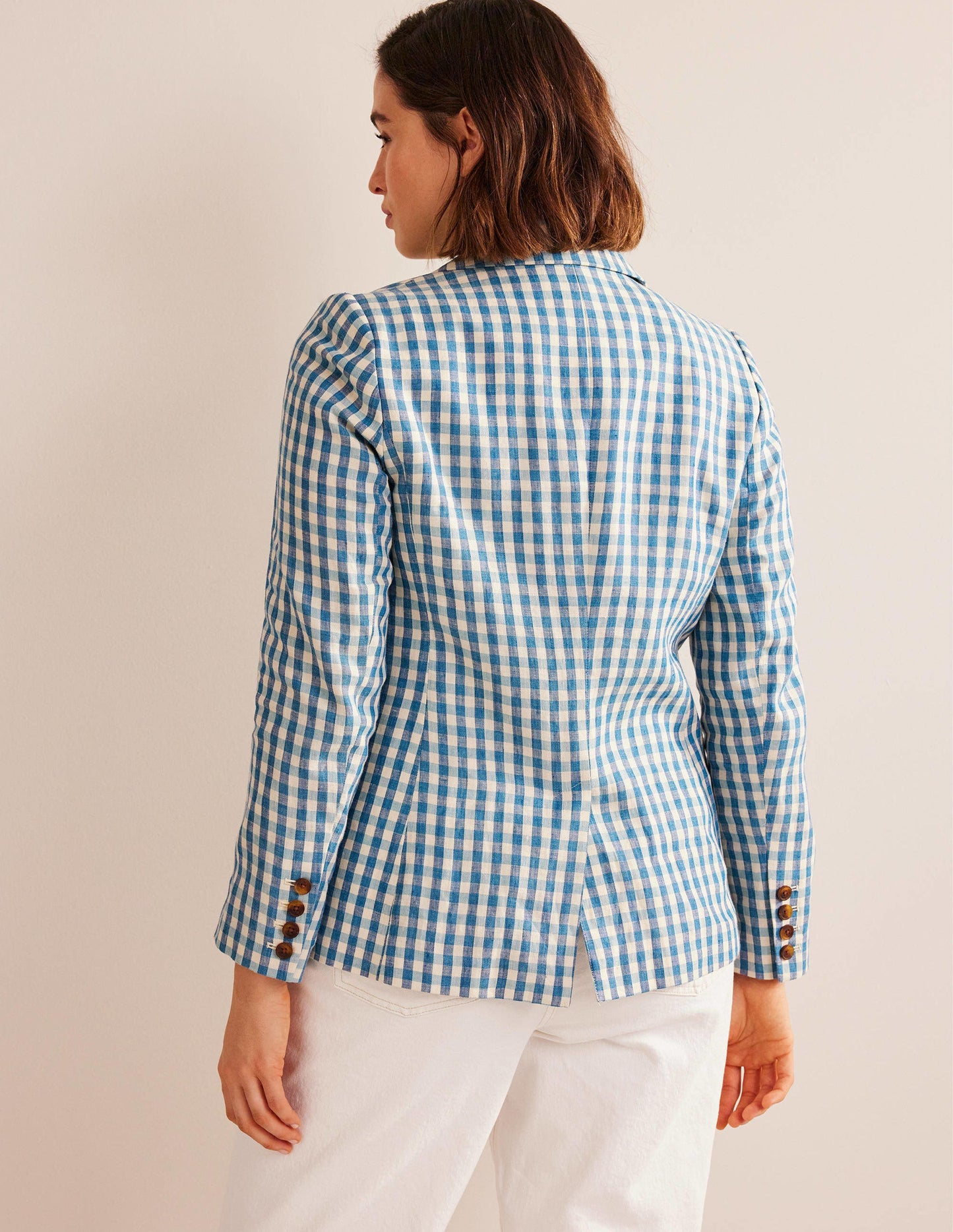 The Cambridge Linen Blazer-Blue and White Gingham