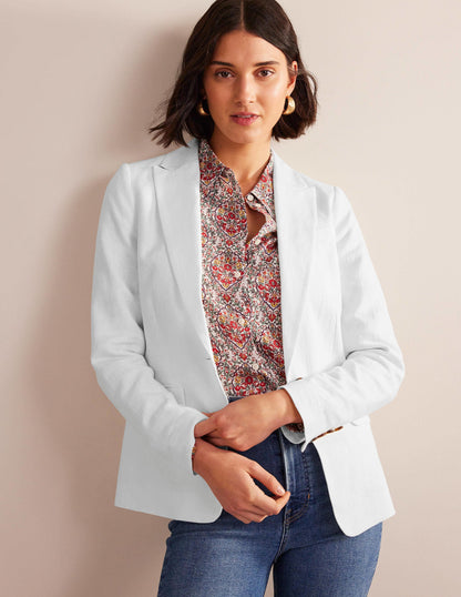 The Cambridge Linen Blazer-White-3