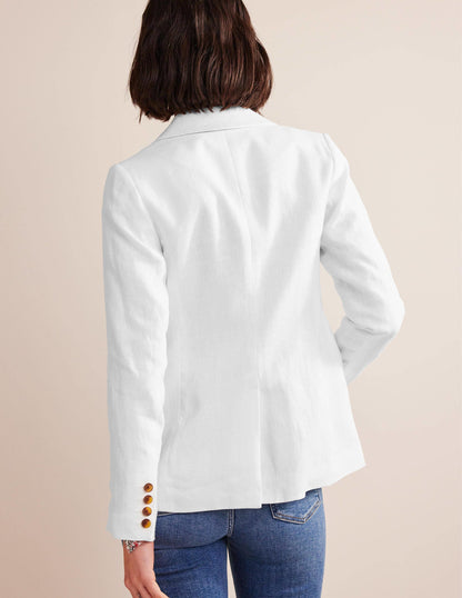 The Cambridge Linen Blazer-White-5