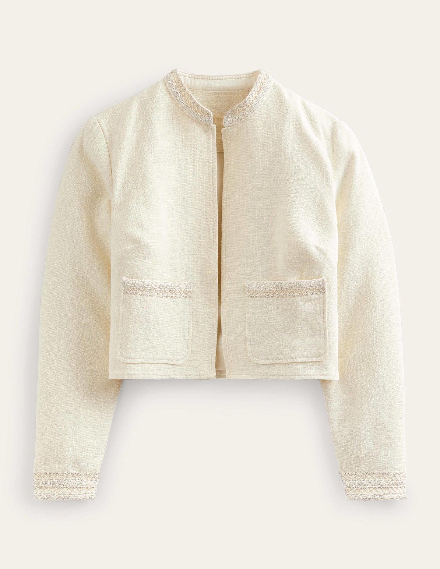 Cropped Cotton Jacket-Ivory