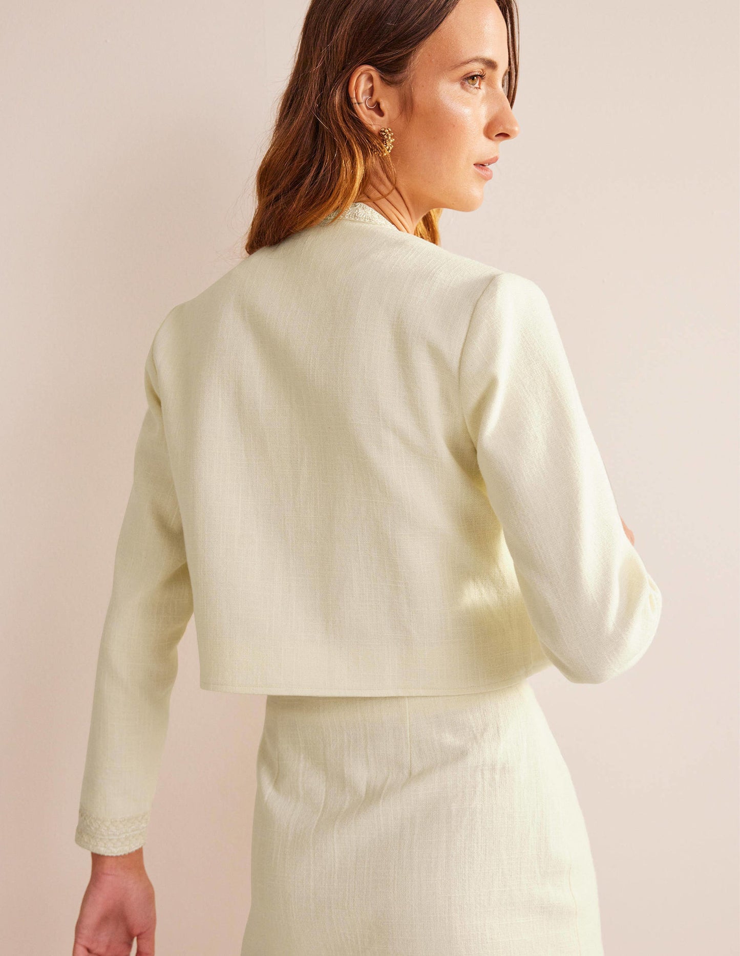 Cropped Cotton Jacket-Ivory
