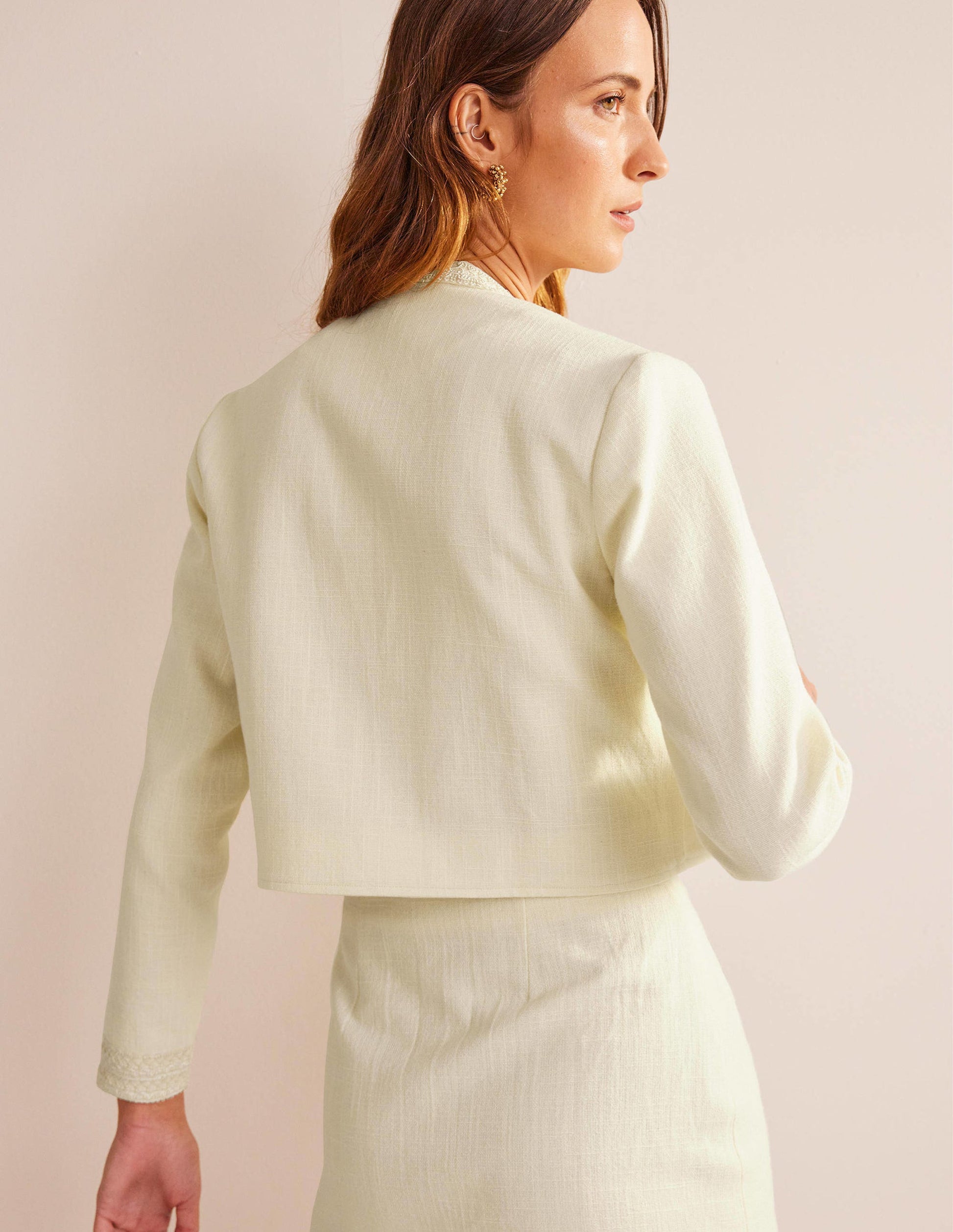 Cropped Cotton Jacket-Ivory-3