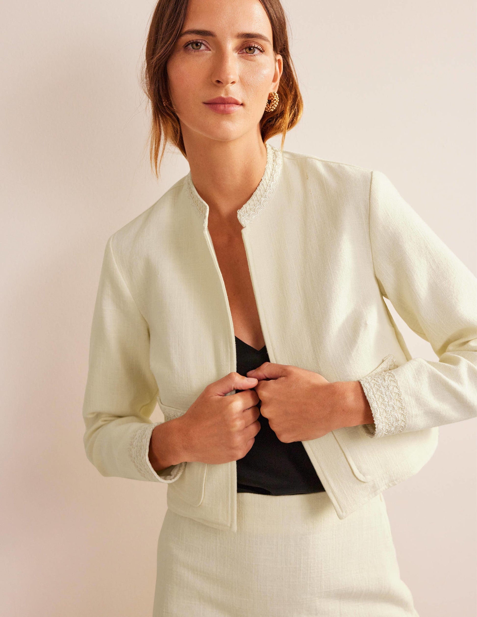 Cropped Cotton Jacket-Ivory-4