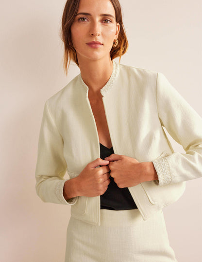 Cropped Cotton Jacket-Ivory-4