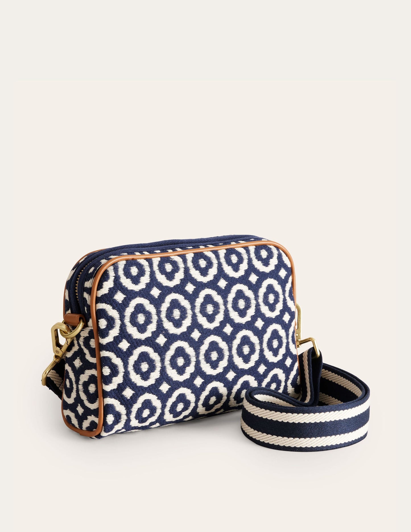 Canvas Cross-Body Bag-Navy, Geo