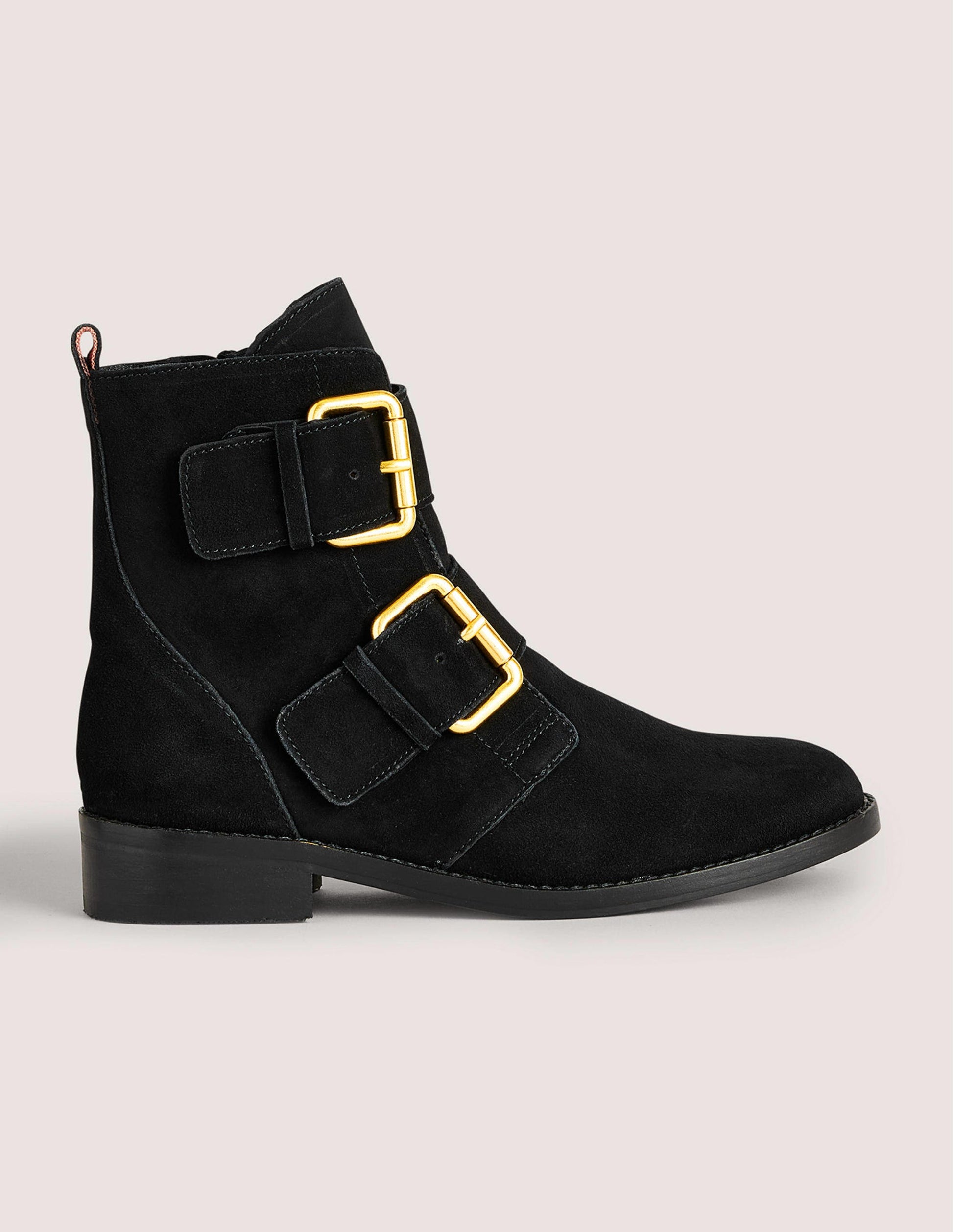 Double Buckle Ankle Boots-Black-1
