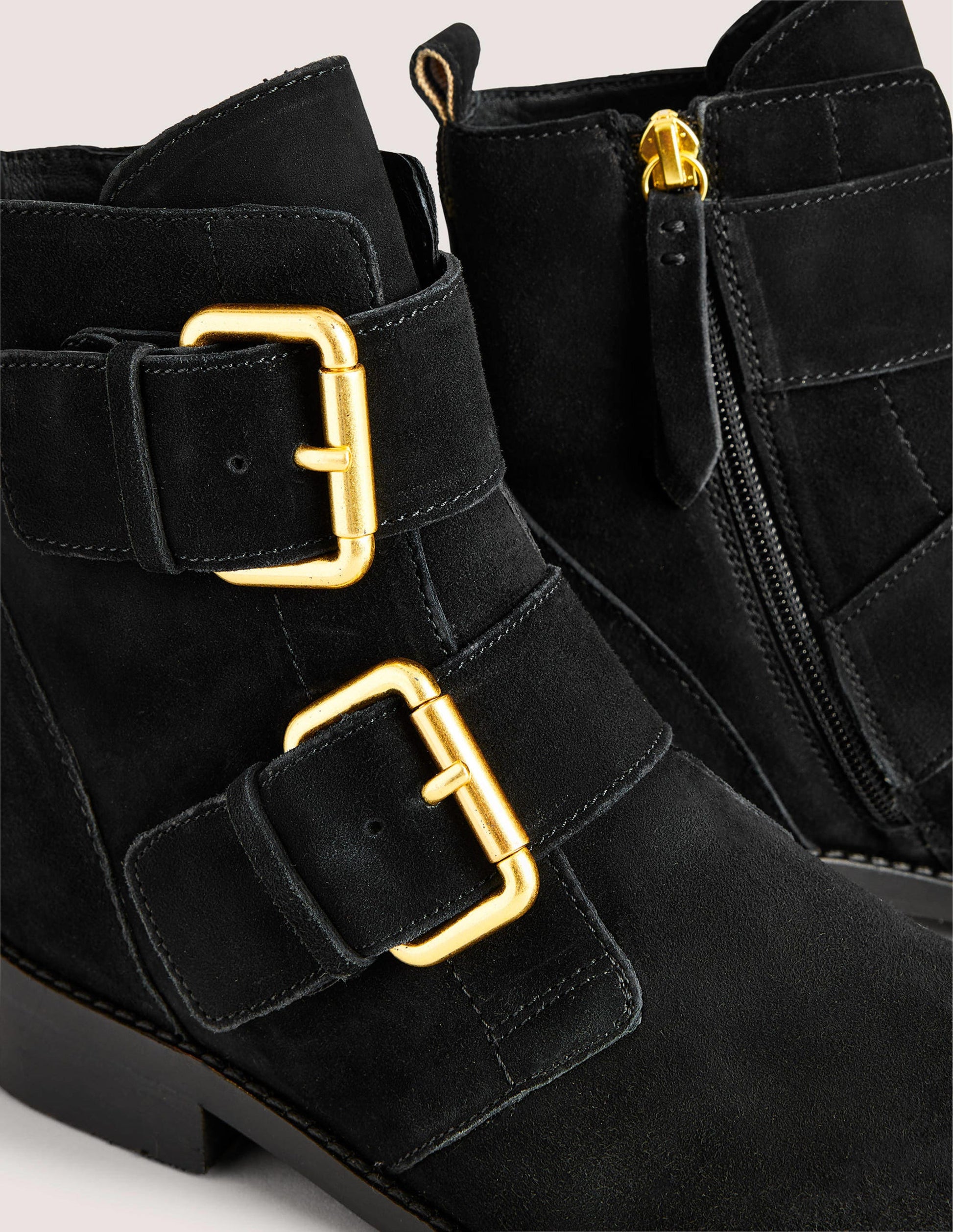 Double Buckle Ankle Boots-Black-3