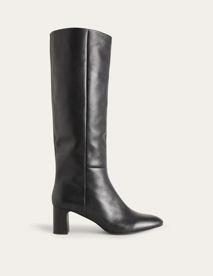 Erica Knee High Leather Boots-Black Leather