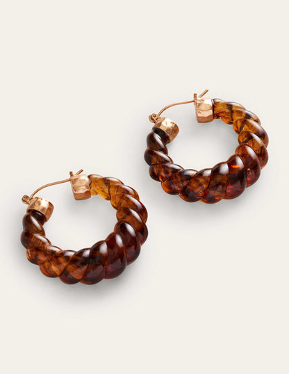 Croissant Resin Hoop Earrings-Tortoise-1