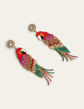Statement Embellished Earrings-Parrot