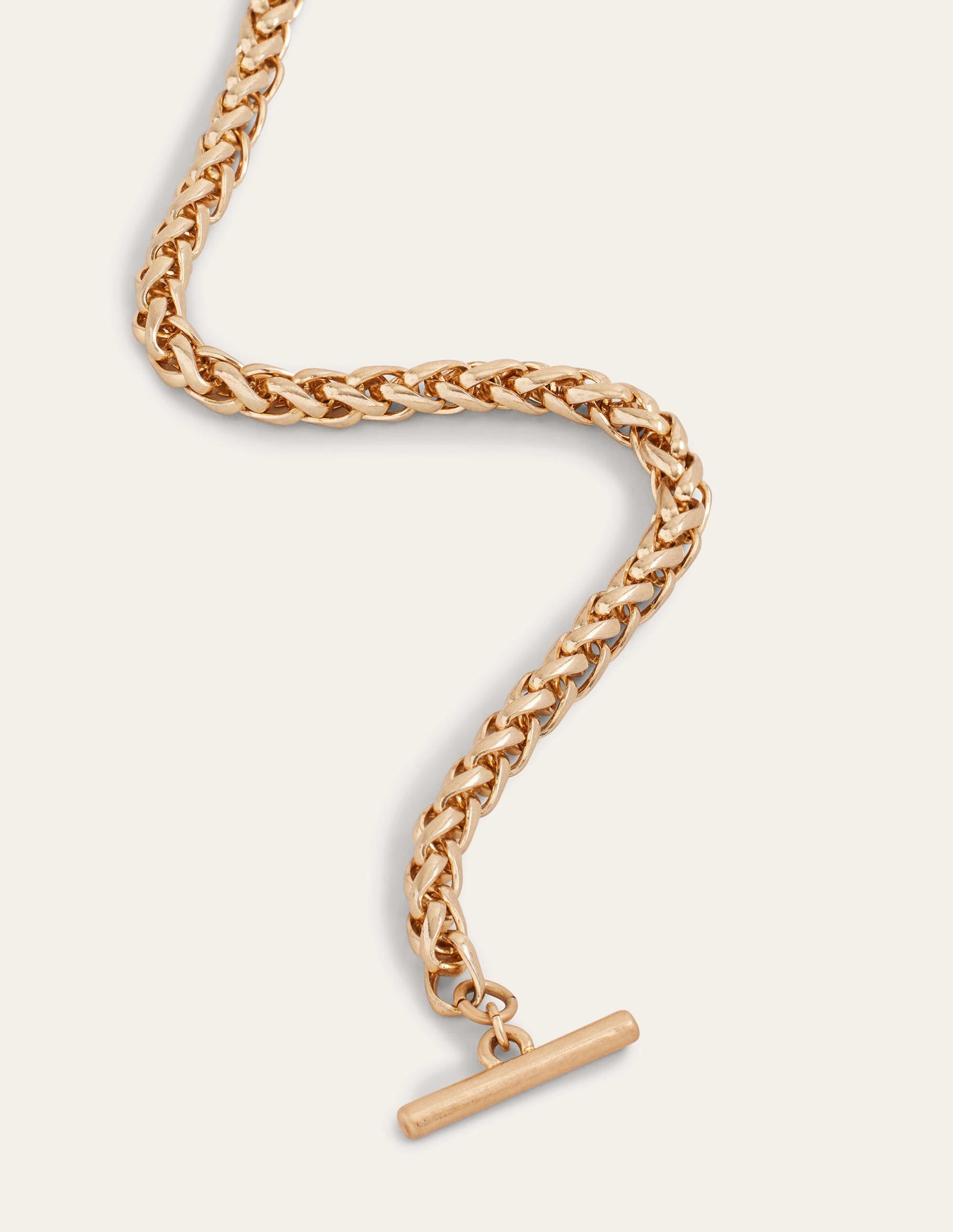 T Ring Clasp Chain Bracelet-Gold - Image 3