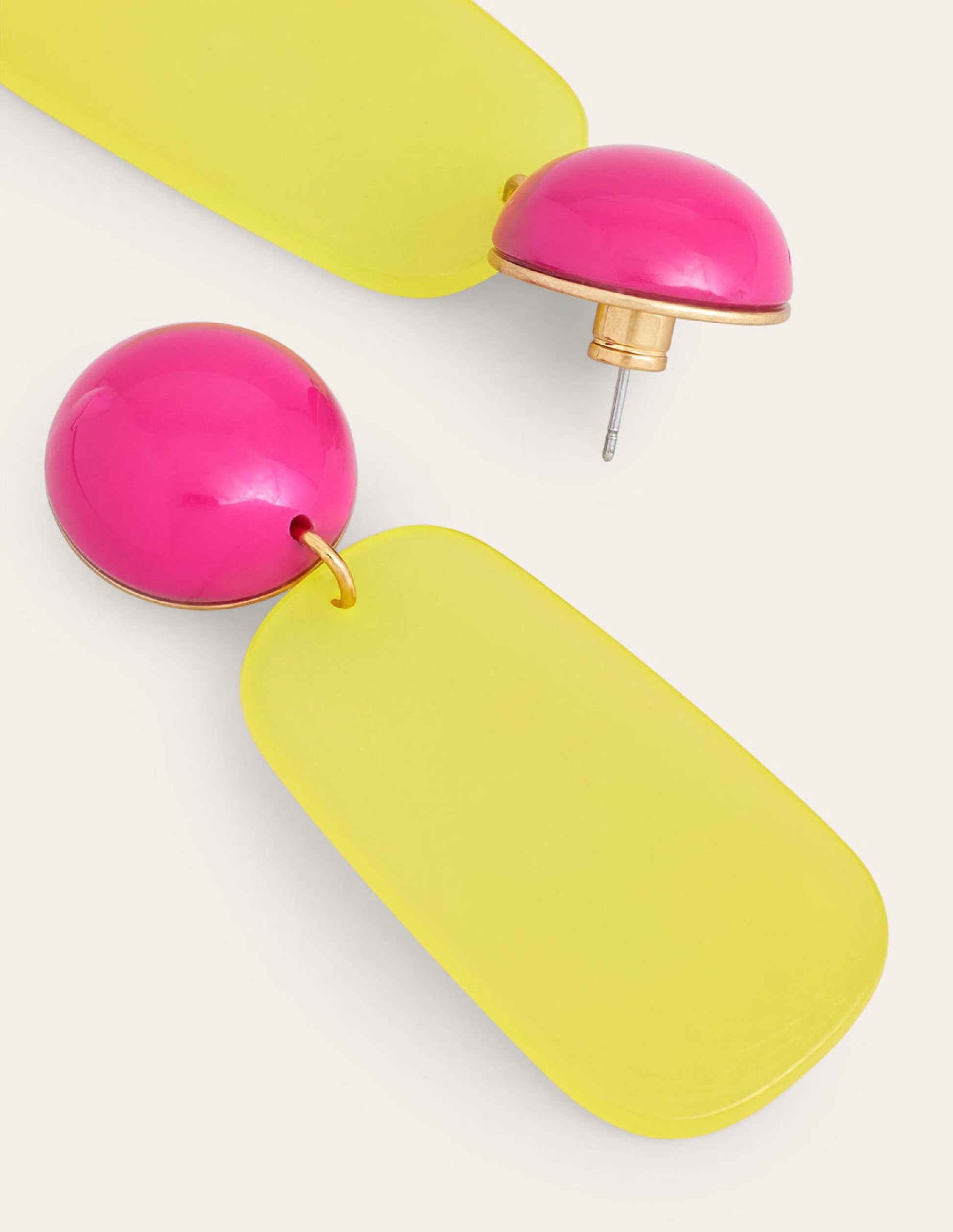 Resin Drop Earrings-Yellow-2